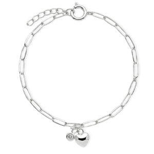 Pulseira Elo Paperclip Coração