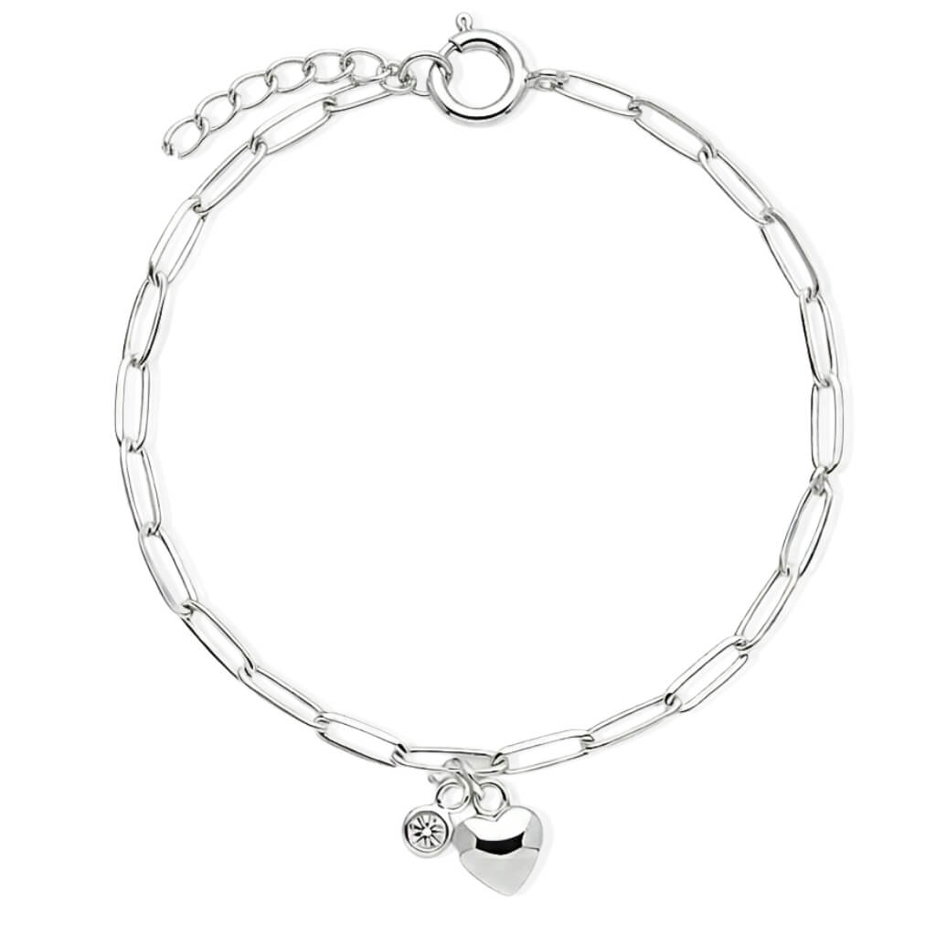 Pulseira Elo Paperclip Coração