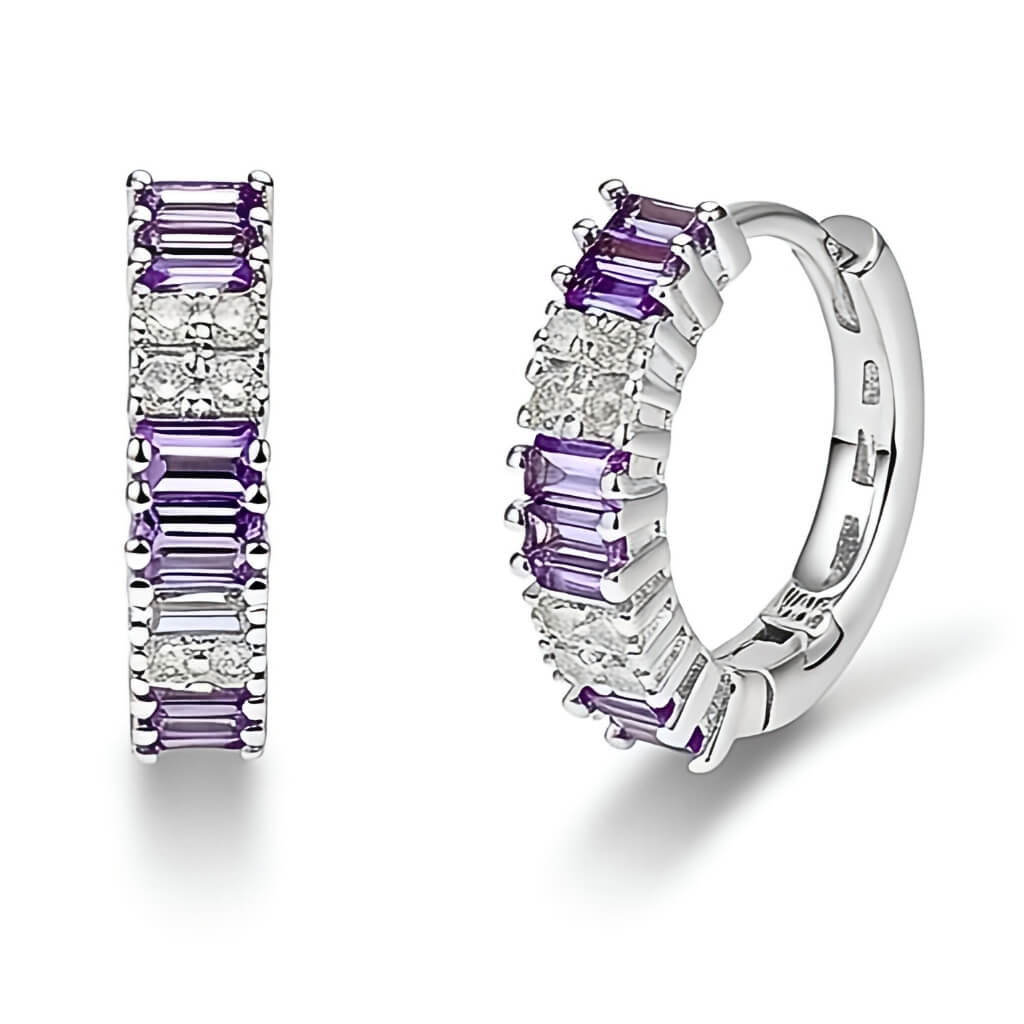 Brincos Argola Baguete Crystal