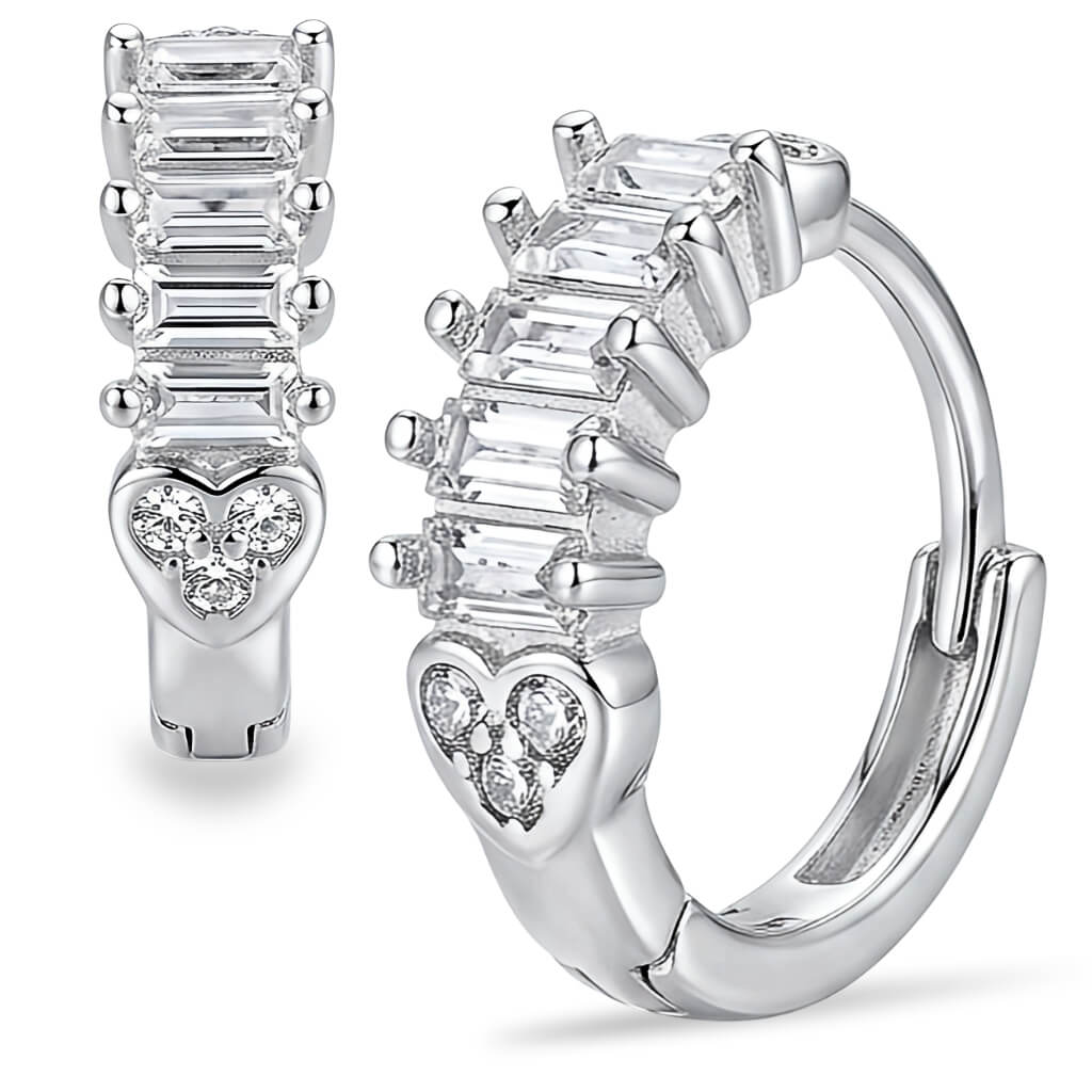 Brincos Argola Click com Zircônias Baguete