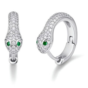 Brincos Argola Snake Emerald Eyes