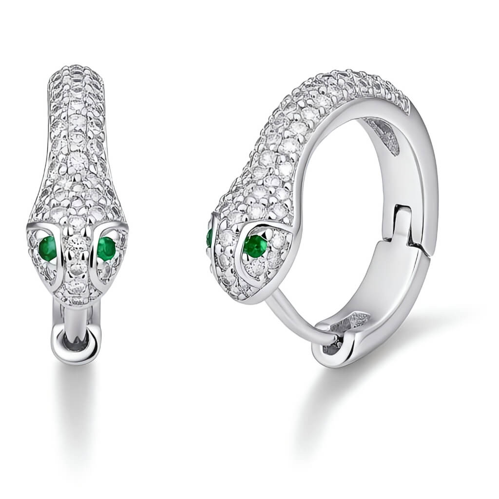 Brincos Argola Snake Emerald Eyes