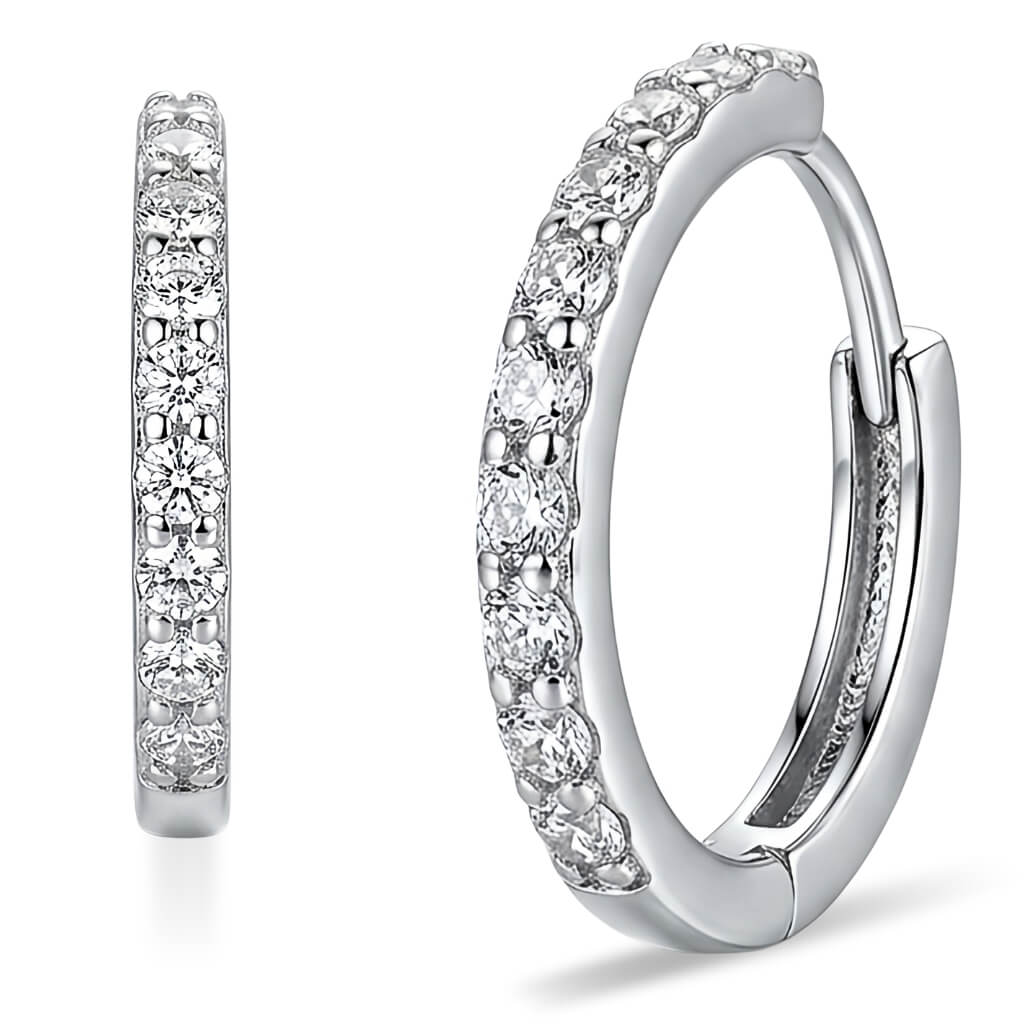 Brincos Argolas Huggie Cravejadas