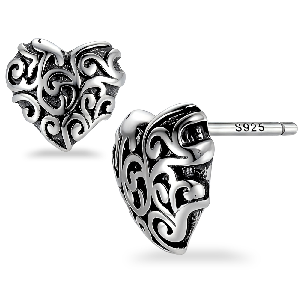 Brincos Coração Textura Envelhecida