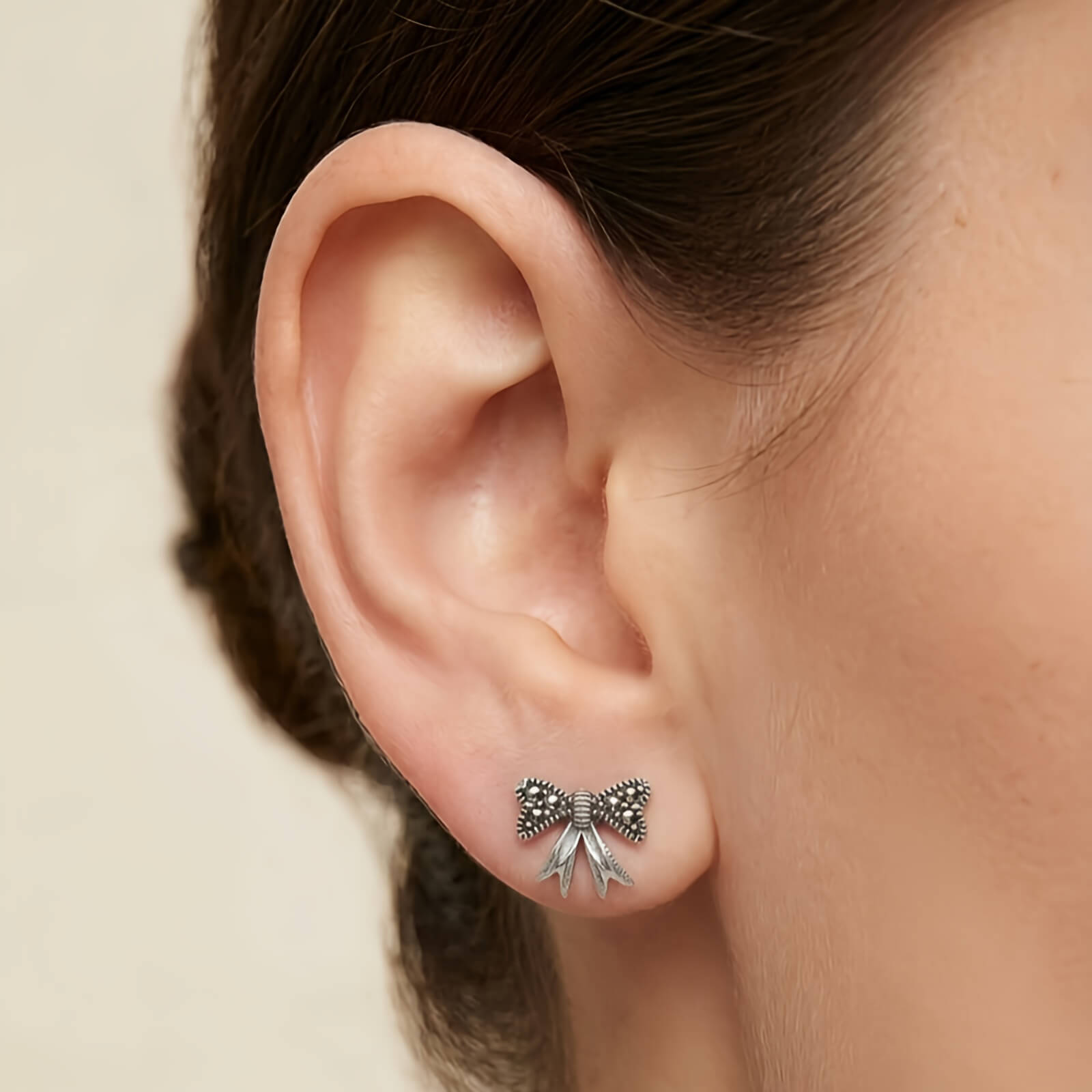 Brincos Laço Vintage Marcassita - Imagem 4