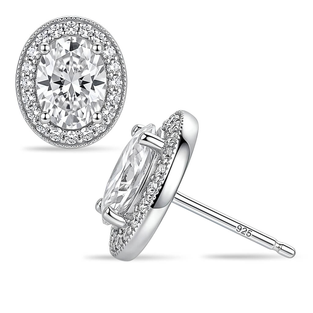 Brincos Oval Halo Vintage