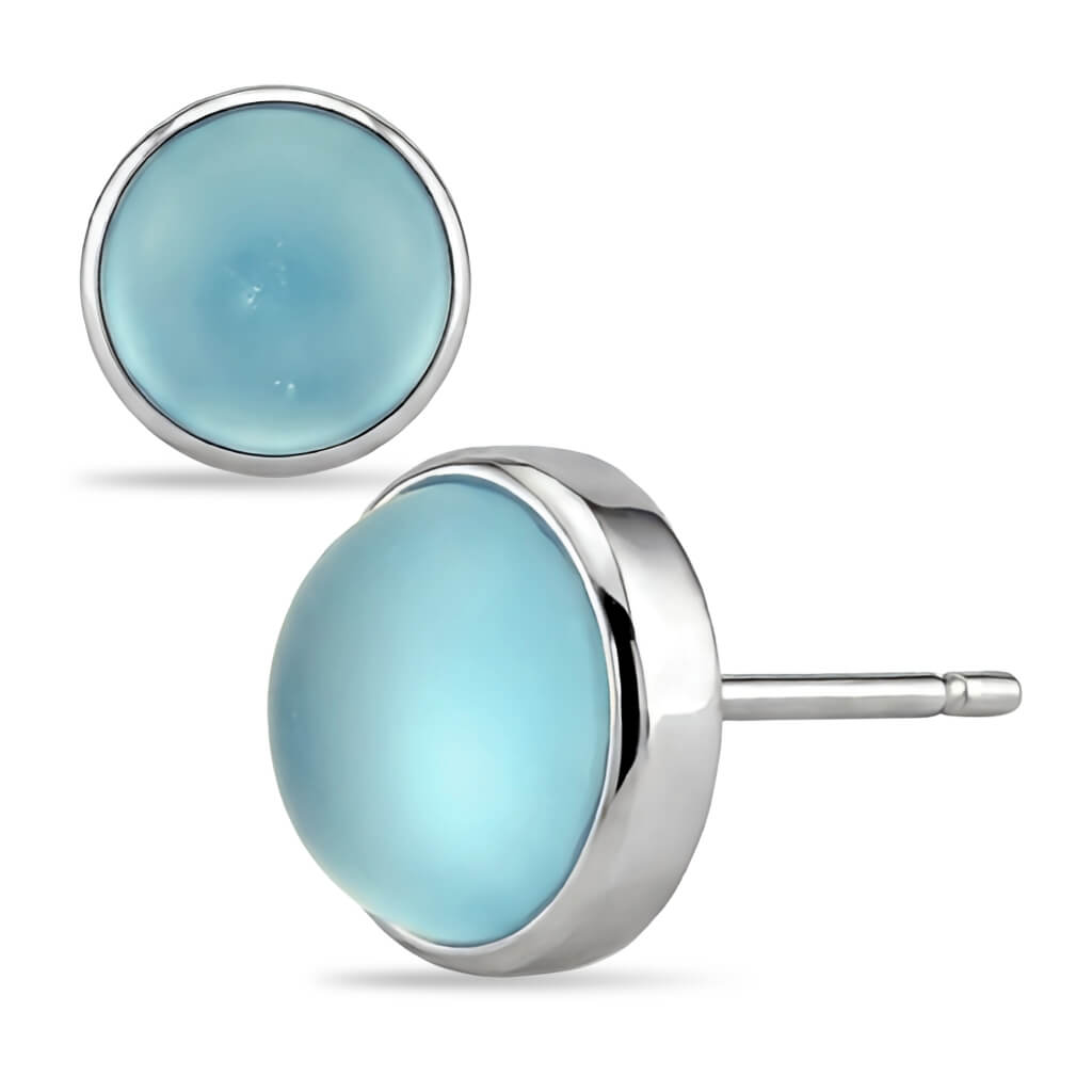 Brincos Studs Acqua em Cabochão