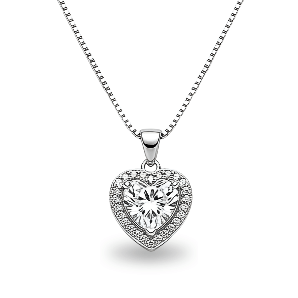 Colar Coração com Moldura Cravejada