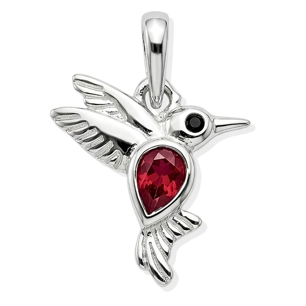 Pingente Beija-Flor Silver com Gema em Gota