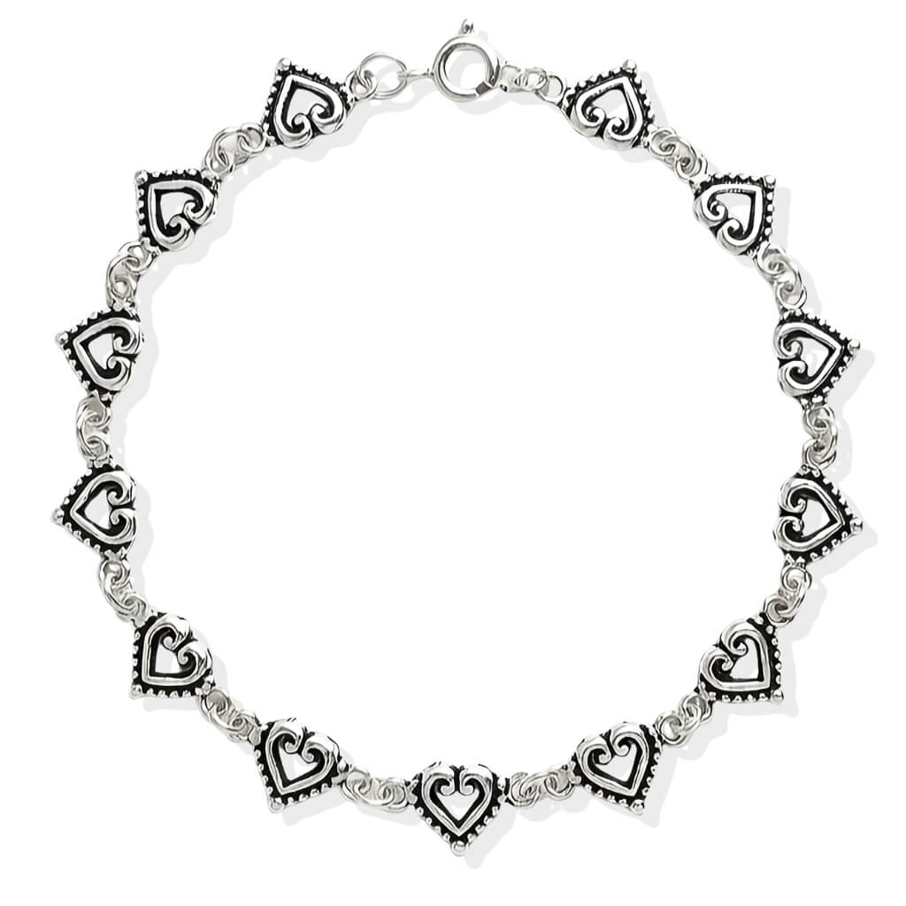 Pulseira Elo de Corações Rendados