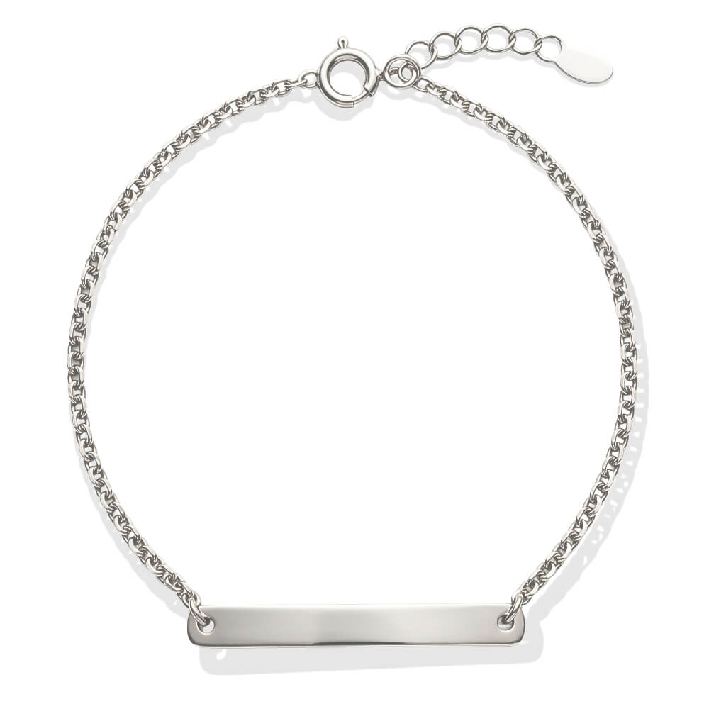 Pulseira de Prata Elo Português com Placa Gravável