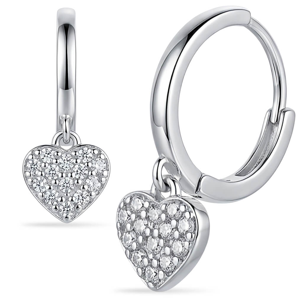 Brinco Argola com Pingente Coração Pavé