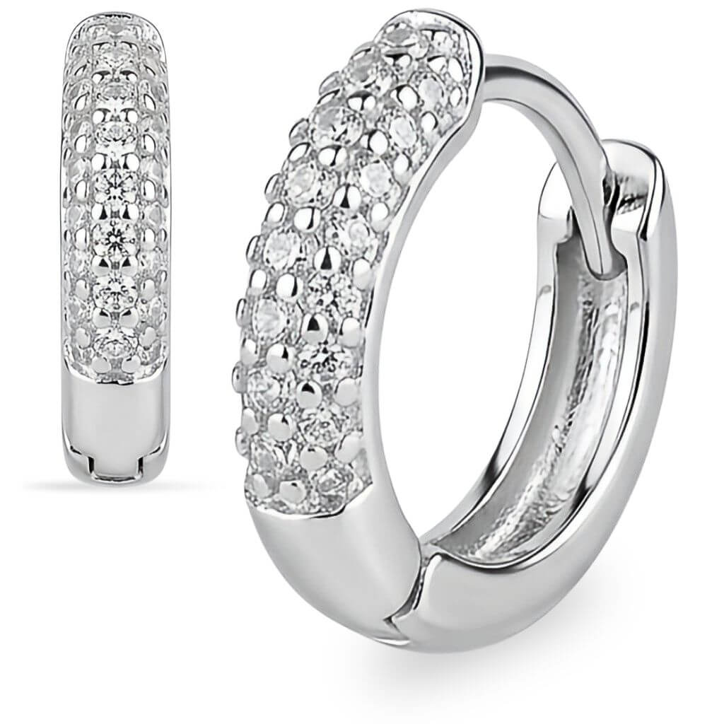 Brincos Argola Huggie Cravejada com Microzircônias