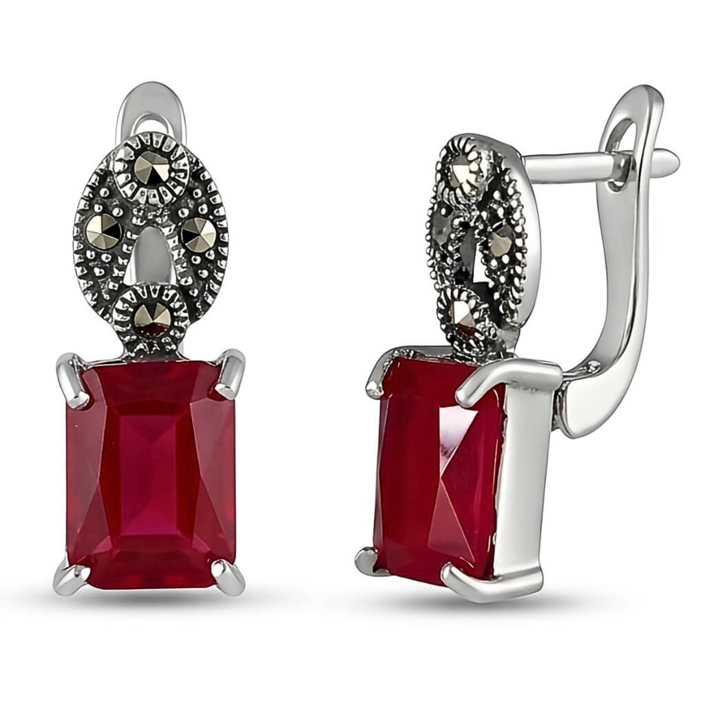 Brincos Art Déco com Lapidação Retangular e Marcassitas