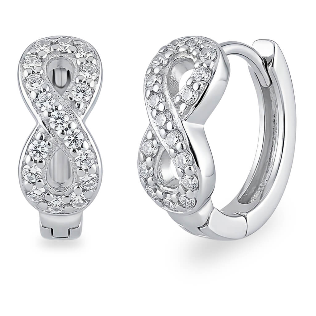 Brincos Luxo Minimalista Infinito em Zircônias