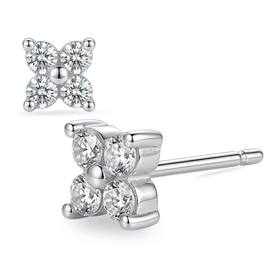 Brincos Solitário Quadri-Gema