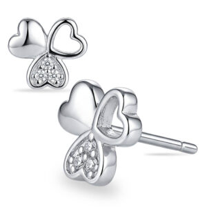 Brincos Trevo de Corações com Pavé de Zircônias