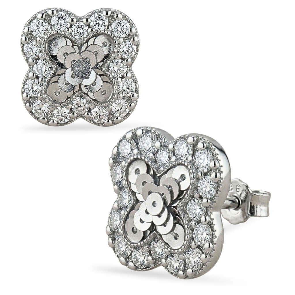 Brincos de Trevo Cravejados Gardenia