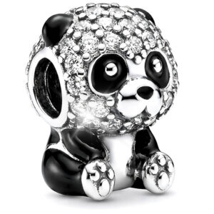 Berloque Panda Baby com Zircônias e Esmalte Preto