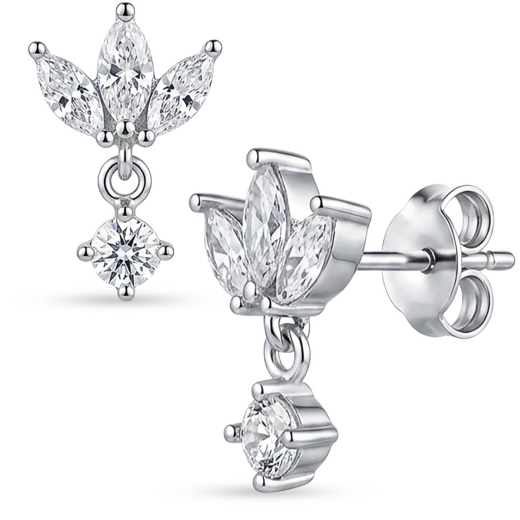 Brincos Duo de Zircônias Marquise