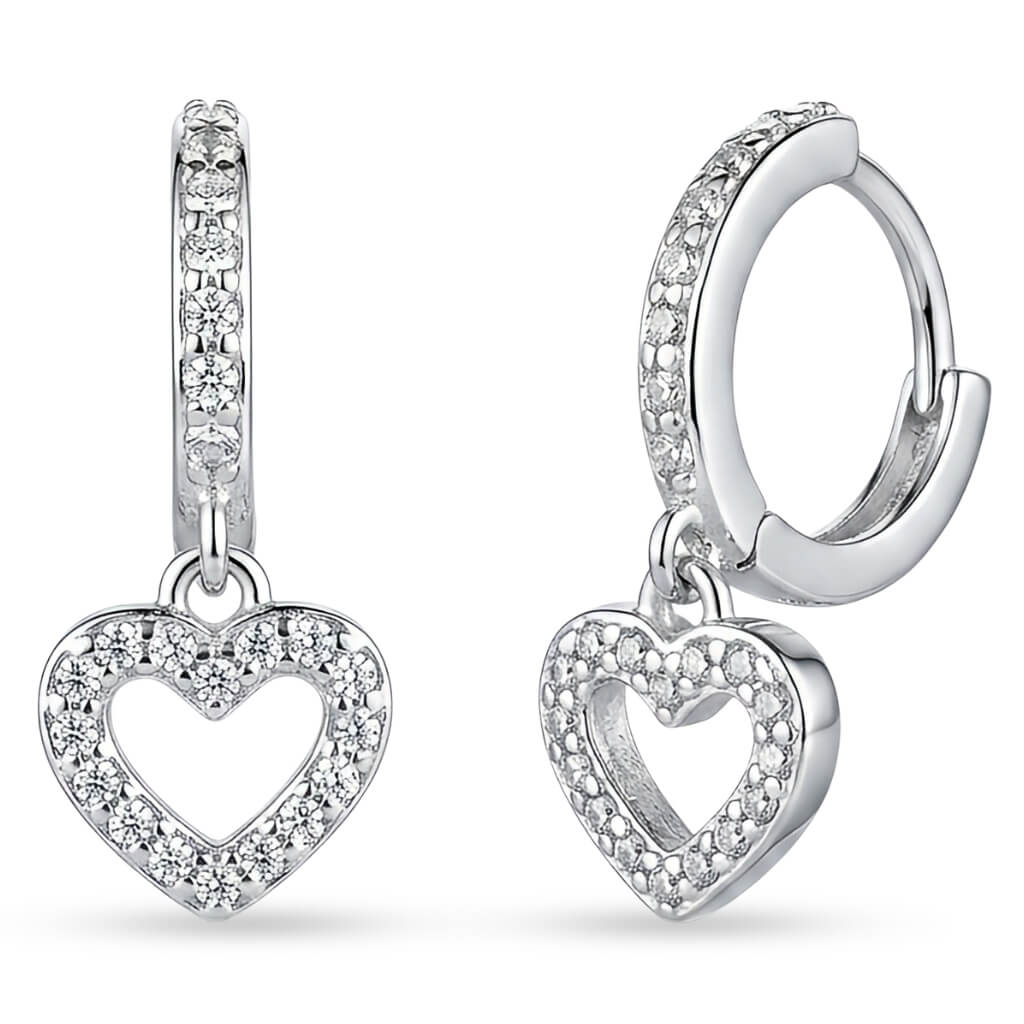 Brincos Feminino Argola Pequena com Coração Pendente