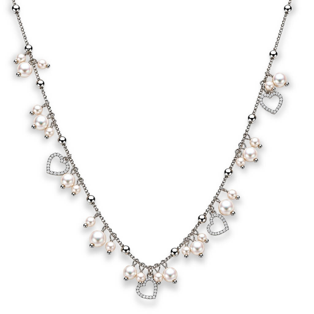 Colar Estilo Tiffany com Pérolas e Charms de Coração - 6
