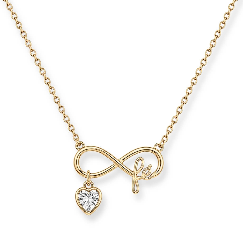 Colar Feminino Infinito Fé e Ponto de Luz Coração