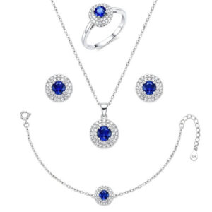 Conjunto Cravejado Classico Completo Colar + Brincos + Anel e Pulseira