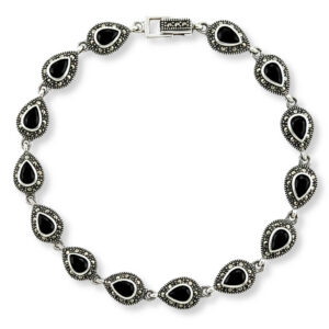 Pulseira Art Déco de Ônix e Marcassita
