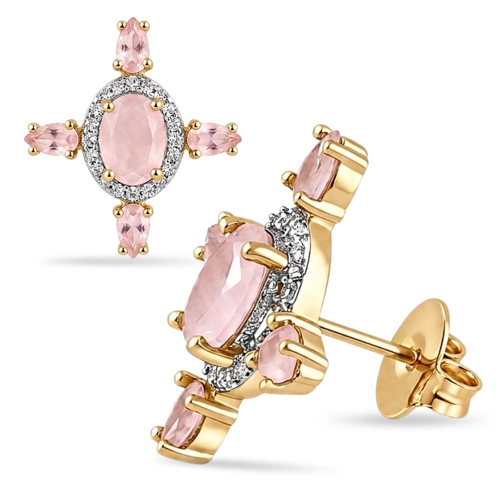 Brincos Aura de Quartzo Rosa