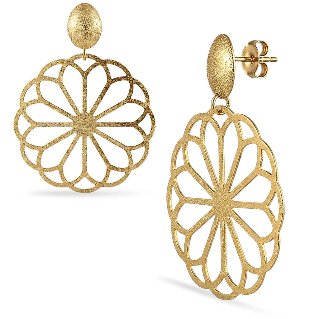 Brincos Mandala Floral Dourado