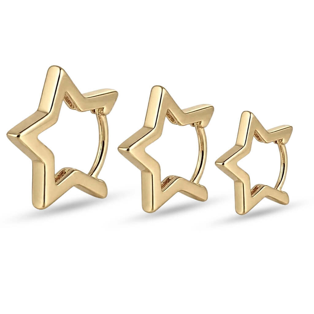 Brincos Trio Argola Estrela Vazada