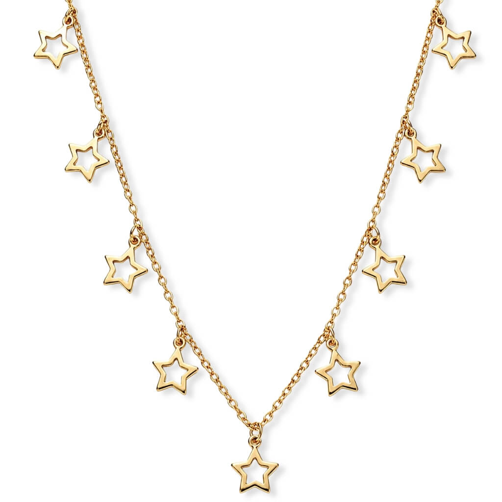 Colar de Corrente com Estrelas Vazadas
