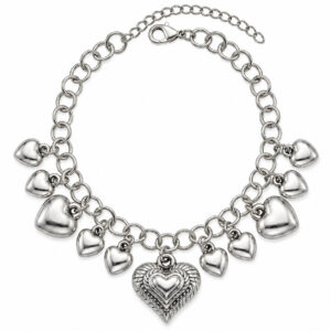 Pulseira Cascata de Corações e Elo Português