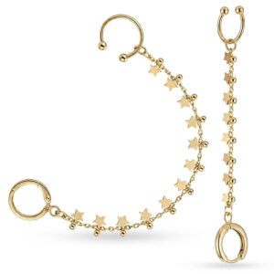 Brincos Conectado Argola e Piercing Estrelas
