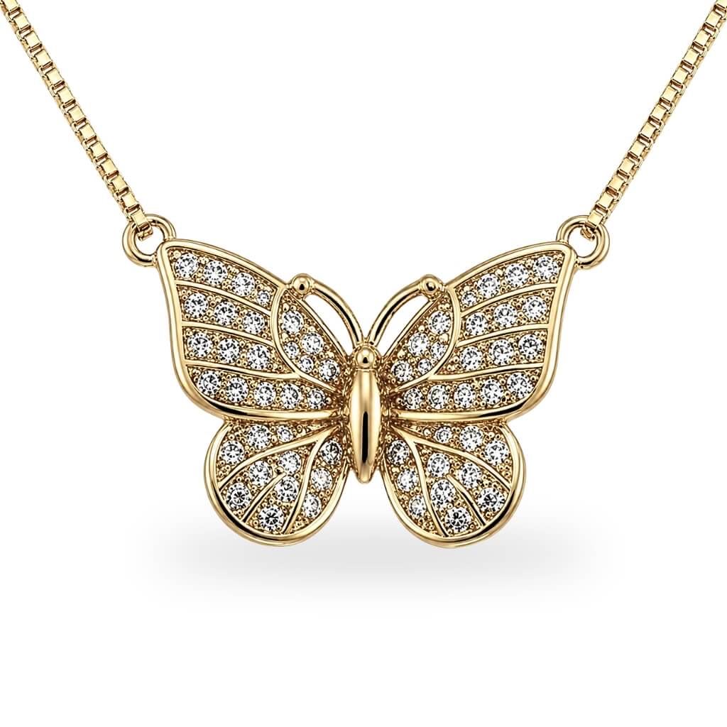 Colar Borboleta Cravejada com Zircônias