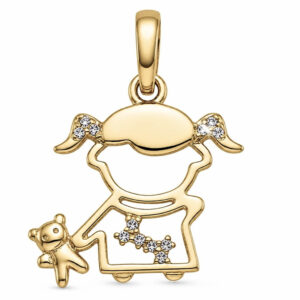 Pingente Menininha Cravejado com Detalhe Ursinho