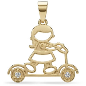 Pingente Semijoia Menina com Patinete-5