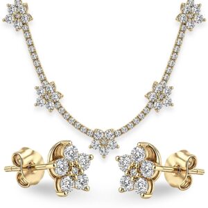 Conjunto Riviera Floral em com Brincos Cravejados