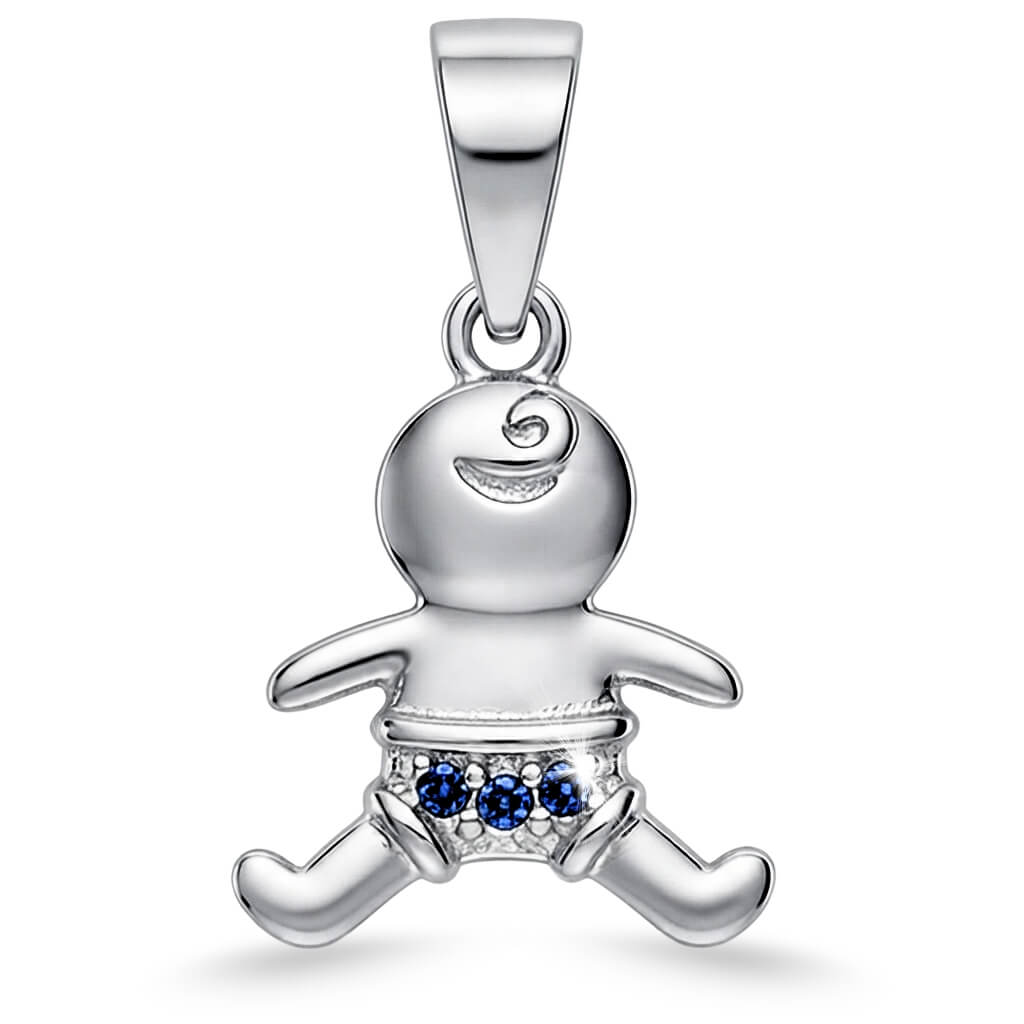 Pingente Infantil Menino com Zircônias Azuis
