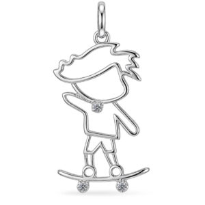 Pingente Menino Radical Skatista Cravejado