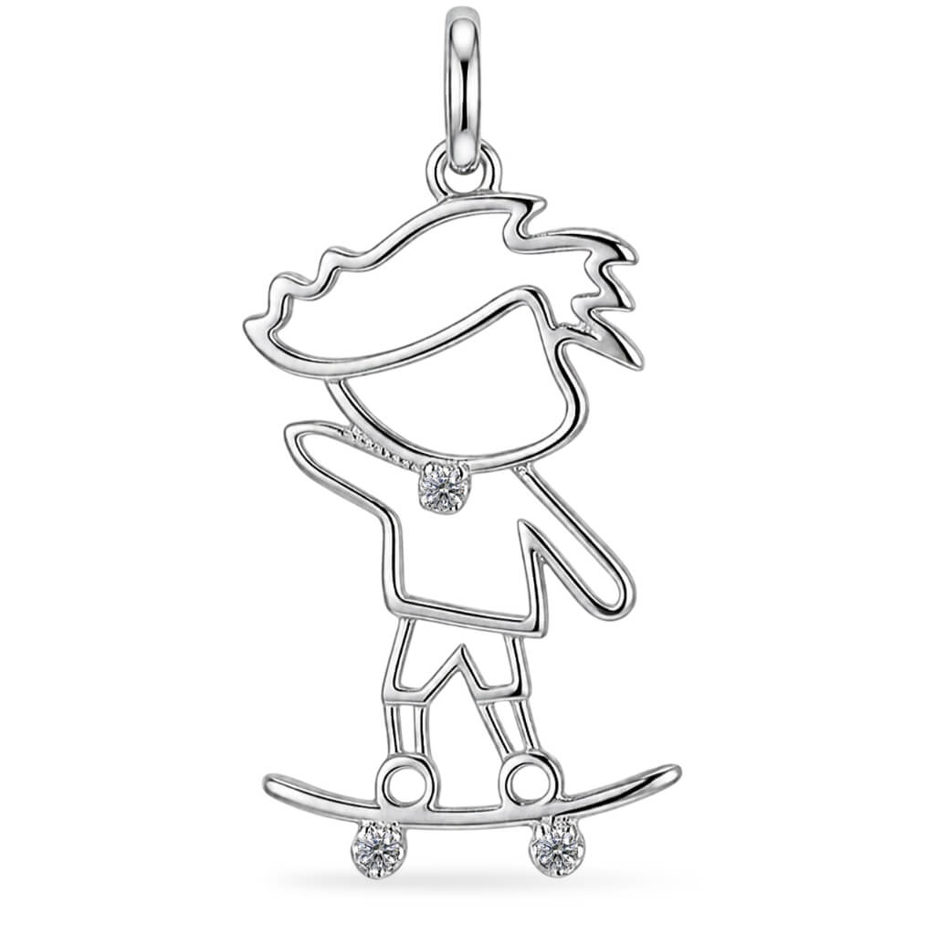 Pingente Menino Radical Skatista Cravejado