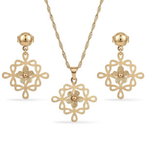 Conjunto Colar e Brincos Flor Arabesco