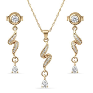 Conjunto Colar e Brincos Gota Espiral
