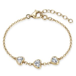 Pulseira Trio de Corações Brilhantes