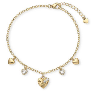 Pulseira com Pingentes de Corações e Zircônias