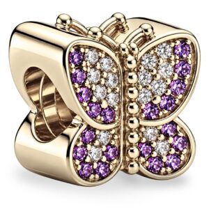 Berloque Borboleta com Pedras Violetas e Brancas