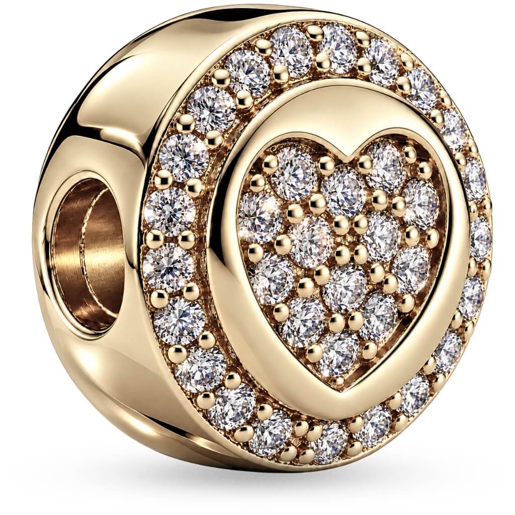 Berloque Halo de Luz e Coração Micro Cravejado