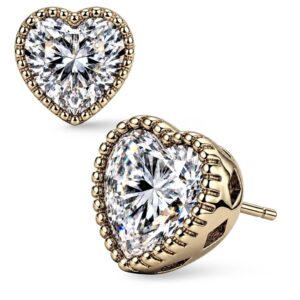Brincos de Stud em Forma de Coração com Zircónia Cúbica