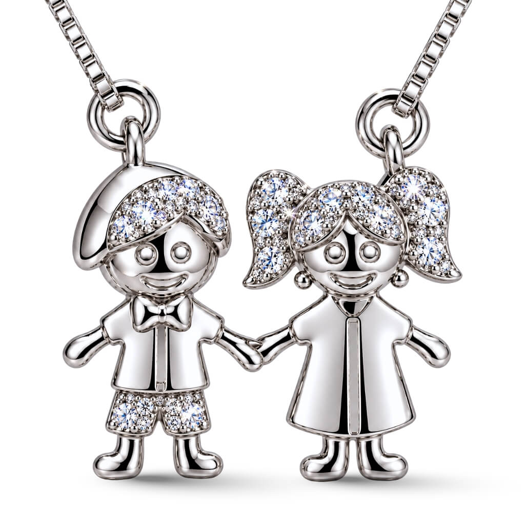Colar Filhos de Mãos Dadas com Zircônias